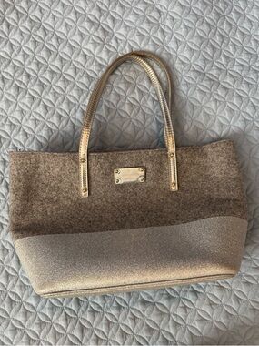 kate spade Gold Metallic & Taupe Felt Shoulder Bag